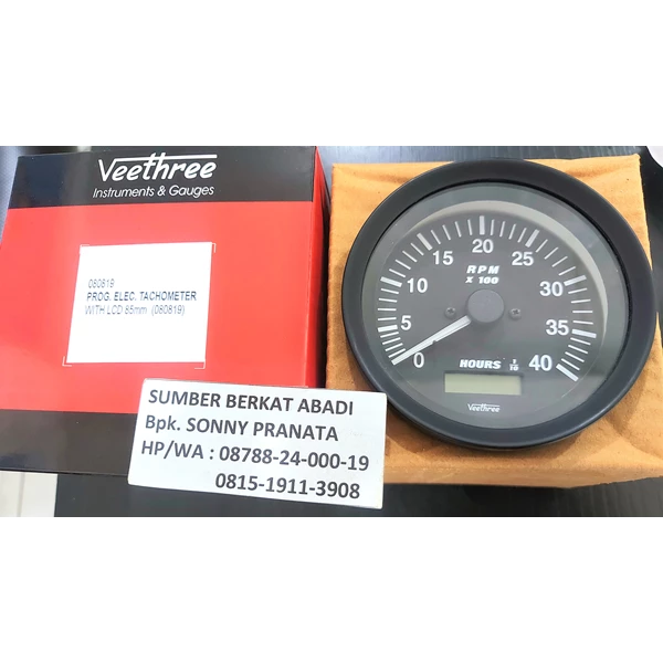 VEETHREE 080819 ALTERNATOR HOURS AND TACHOMETER 0 - 4000 RPM 85MM WITH LCD 12V 24V - GENUINE