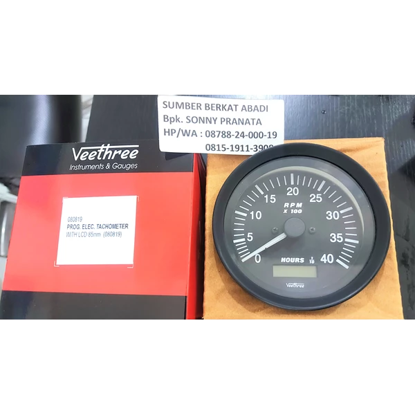 VEETHREE 080819 ALTERNATOR HOURS AND TACHOMETER 0 - 4000 RPM 85 MM WITH LCD 12V 24V - ORIGINAL