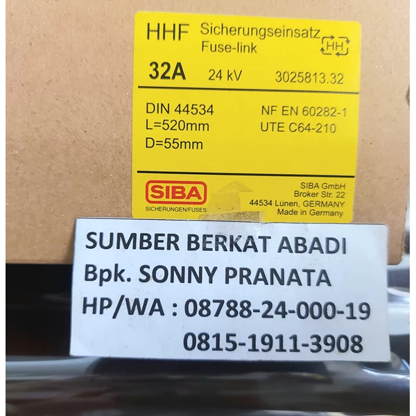 FUSE SIBA 32A SIBA 32 A 24kV D 55MM L 520MM 80N 63 KA 142 A PN 3025813.32 - ORIGINAL MADE IN GERMANY