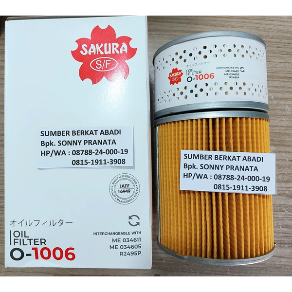 SAKURA O-1006 O1006 O 1006 OIL FILTER ME 034611 ME 034605 R2495P 2451U1721A  26316-93000 ME034611 ME034605